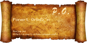 Ponert Orbán névjegykártya
